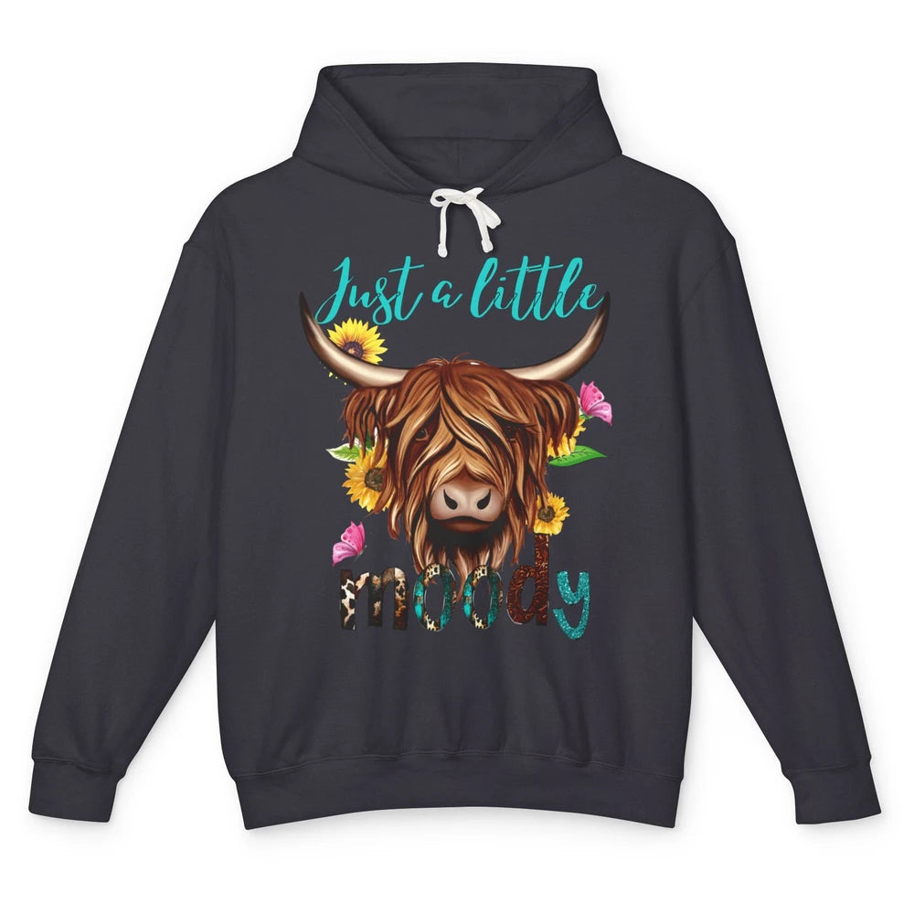 Funny Heifer Cow Just A Little Moody Leopard Western Country Unisex Lightweight Hoodie