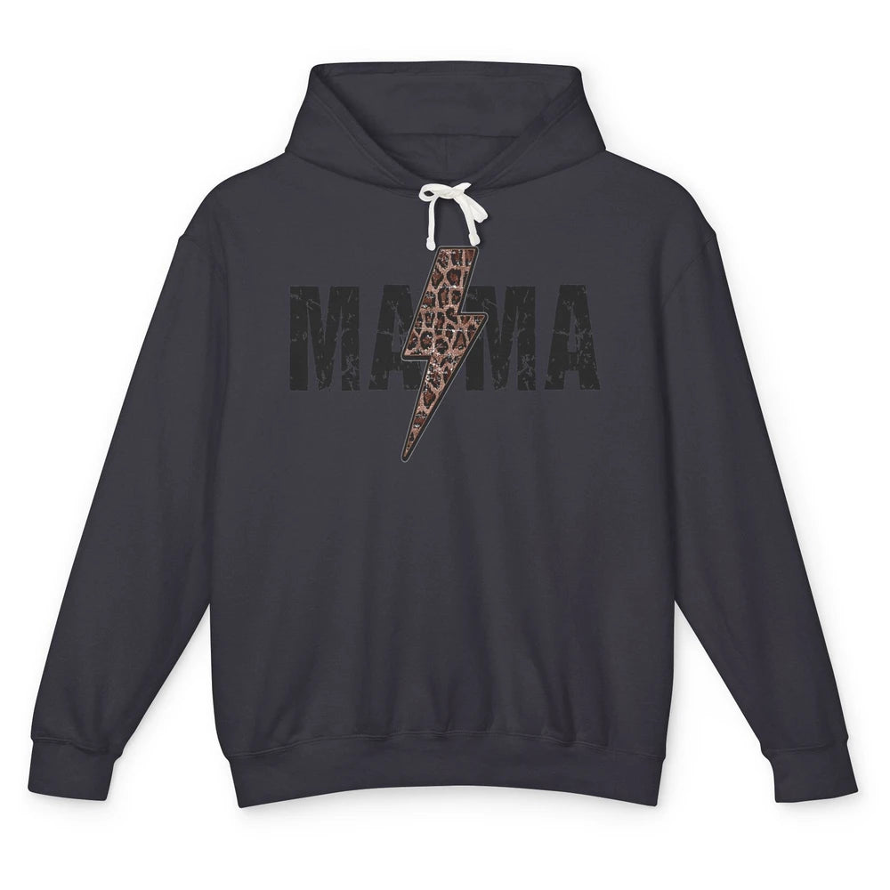 Mama Lightning Bolt Leopard Cheetah Print Mom Mothers Day Unisex Lightweight Hoodie