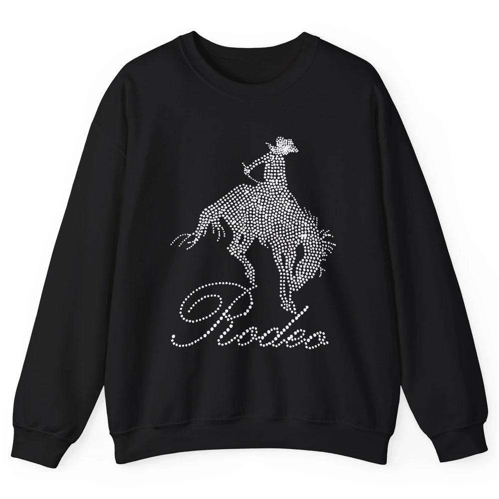 Western Cowgirl Bling Rhinestone Country Cowboy Riding Horse Unisex Crewneck Sweatshirt