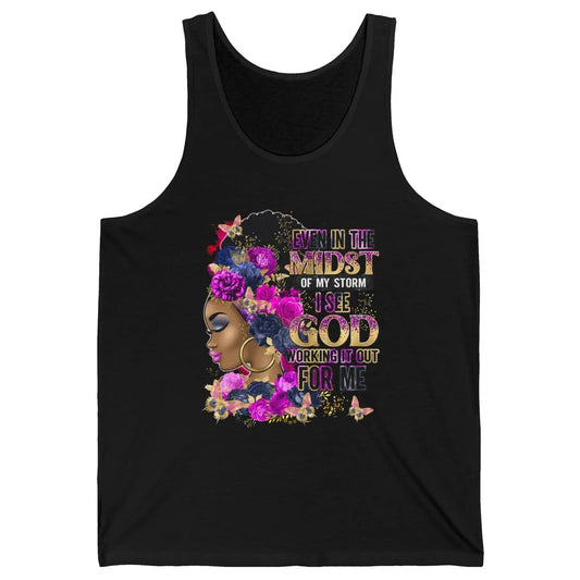 Black Girl In The Midst Of Storm Believe In God Christian Unisex Jersey Tank