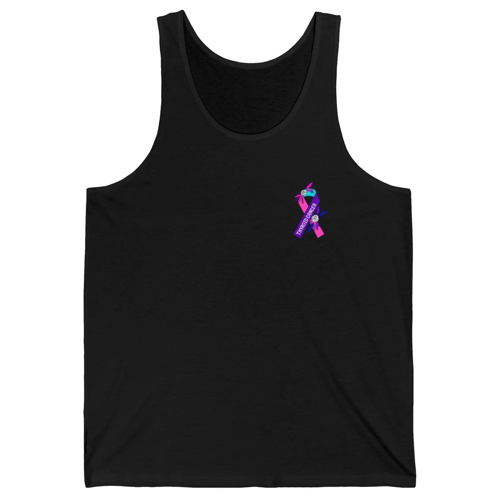 Thyroid Cancer Awareness Purple Pink Ribbon Pocket Size Gift Unisex Jersey Tank