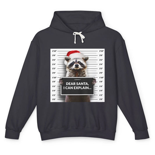 Funny Dear Santa I Can Explain Raccoon Xmas Merry Christmas Unisex Lightweight Hoodie