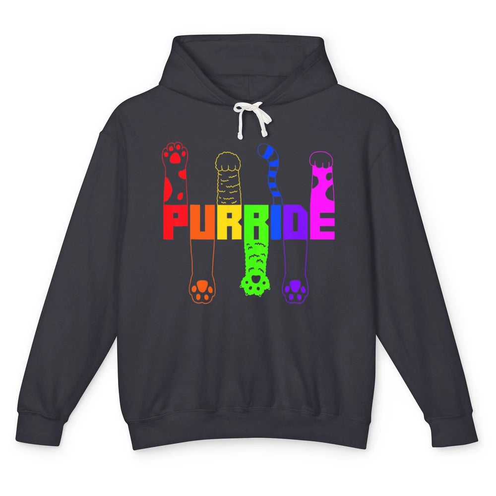 Kitten Purride Cat Paw LGBT Awareness Pride Month Rainbow Unisex Lightweight Hoodie