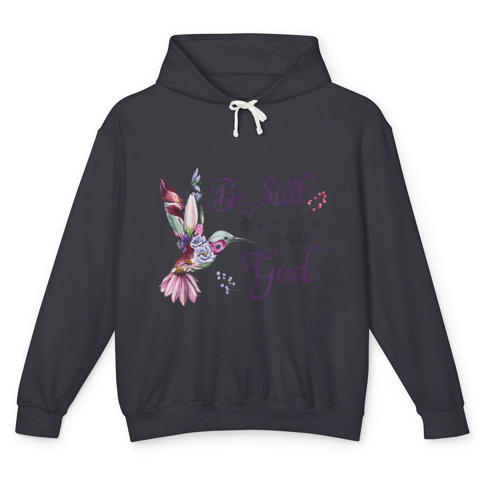 Be Still Know Im God Floral Bird Jesus Christian Bible Verse Unisex Lightweight Hoodie