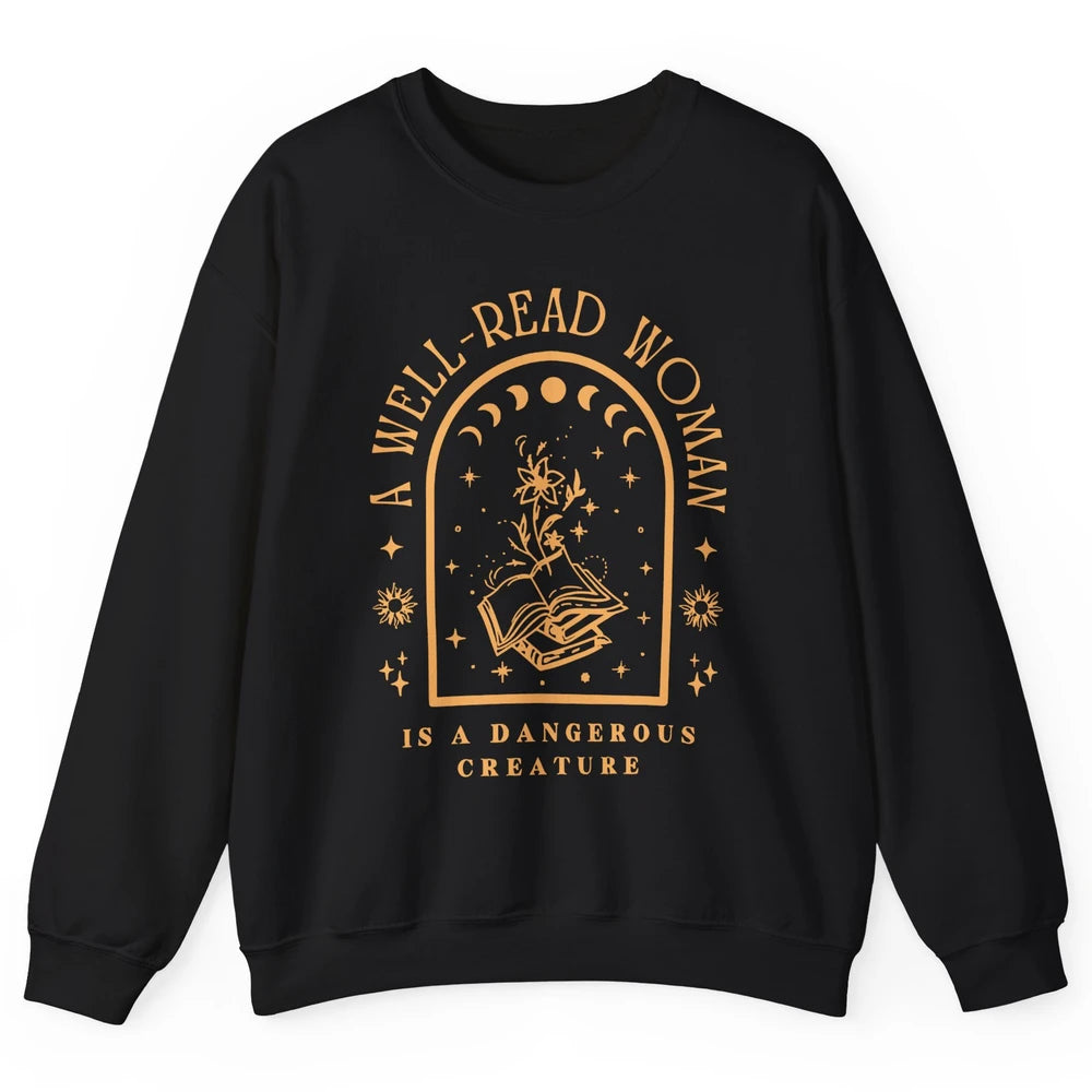 Aesthetic Read Books Moon Phase Librarian Bookworm Bookish Unisex Crewneck Sweatshirt