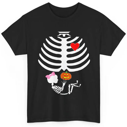 Baby Girl Skeleton Pregnancy Reveal Halloween Mom Costume Classic Unisex T-Shirt