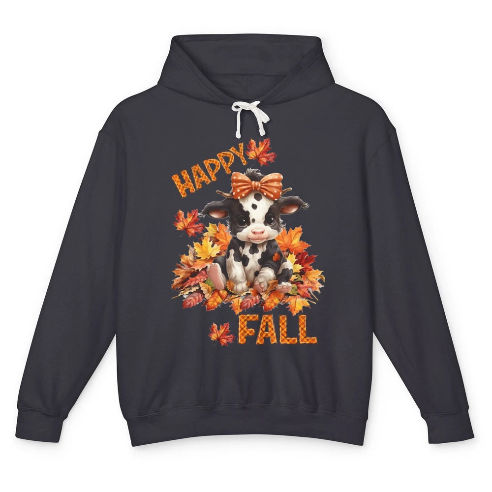 Cute Baby Cow Bandana Hay Fall Pumpkin Thanksgiving Autumn Unisex Lightweight Hoodie