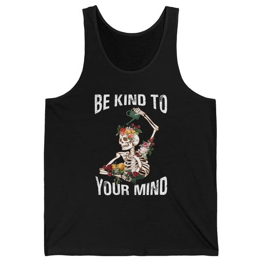 Be Kind Skull Retro Floral Skeleton Motivation Positive Mind Unisex Jersey Tank