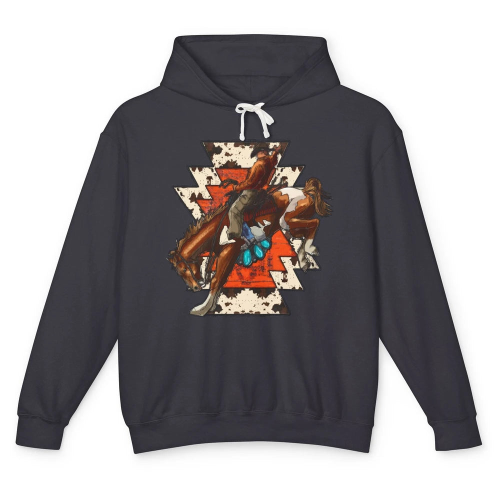 Aztec Cowhide Rodeo Hold Your Horses Cowboy Western Gemstone Unisex Lightweight Hoodie