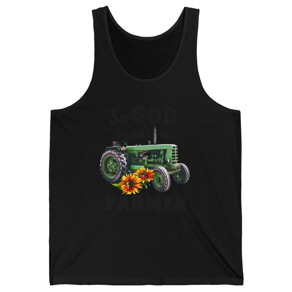 Vintage Retro Tractor God Made A Farmer Proud Farmer Farming Unisex Jersey Tank