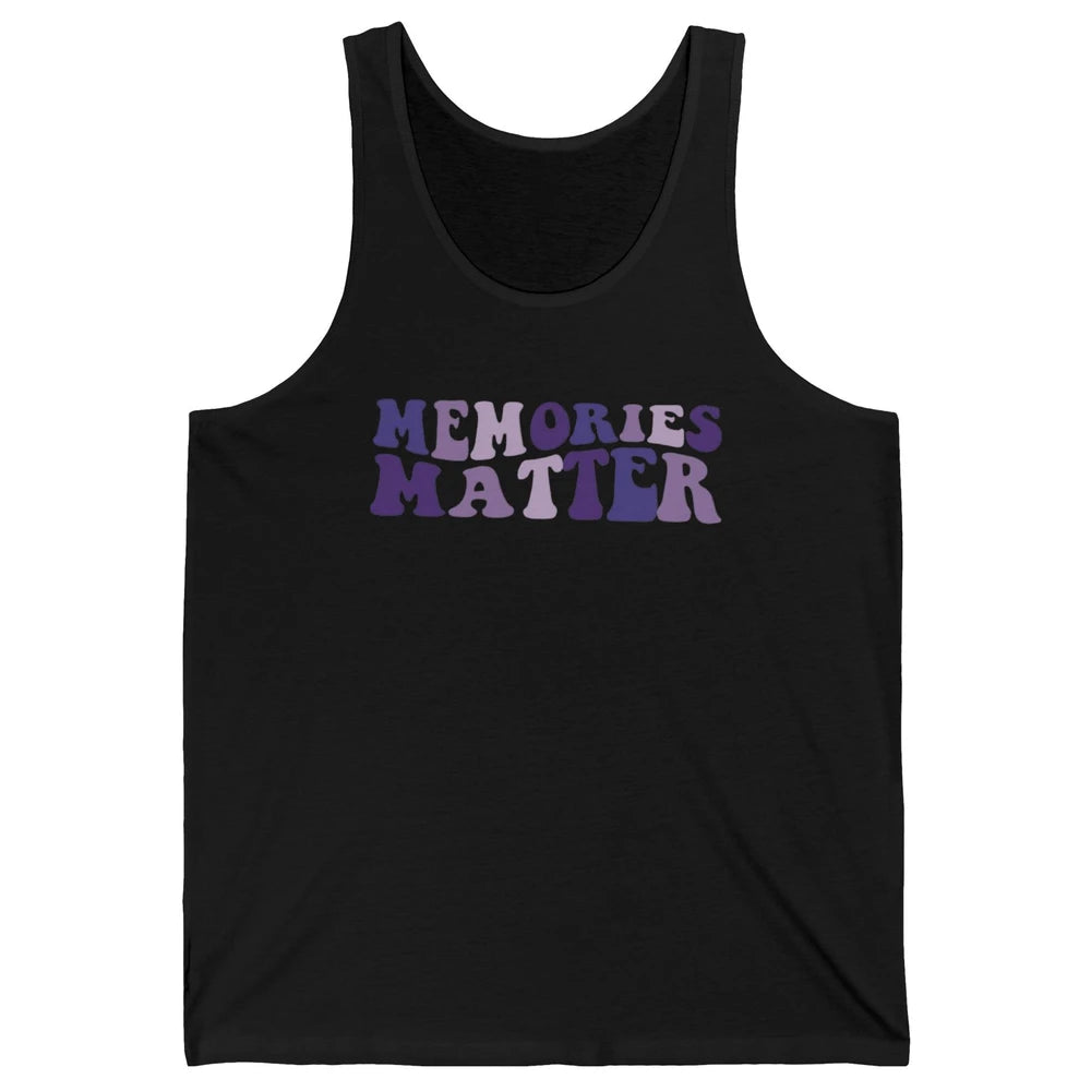 Alzheimer Awareness Groovy Memories Matter Purple Warrior Unisex Jersey Tank