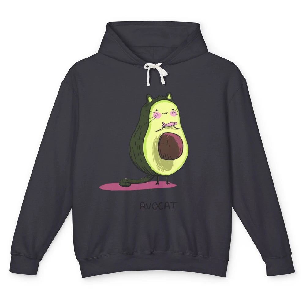 Cute Avocat Avocado Pink Cat Kitten Pun Healthy Vegan Veggie Unisex Lightweight Hoodie