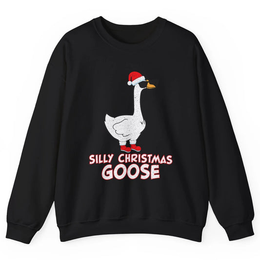 Merry Christmas Cute Silly Xmas Goose Sunglasses Santa Hat Unisex Crewneck Sweatshirt