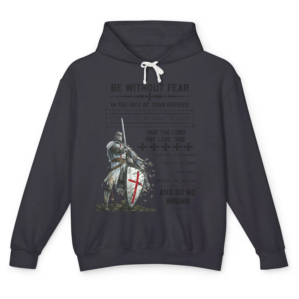 Knight Templar's Oath Be Without Fear In Your Enemies' Face Unisex Lightweight Hoodie