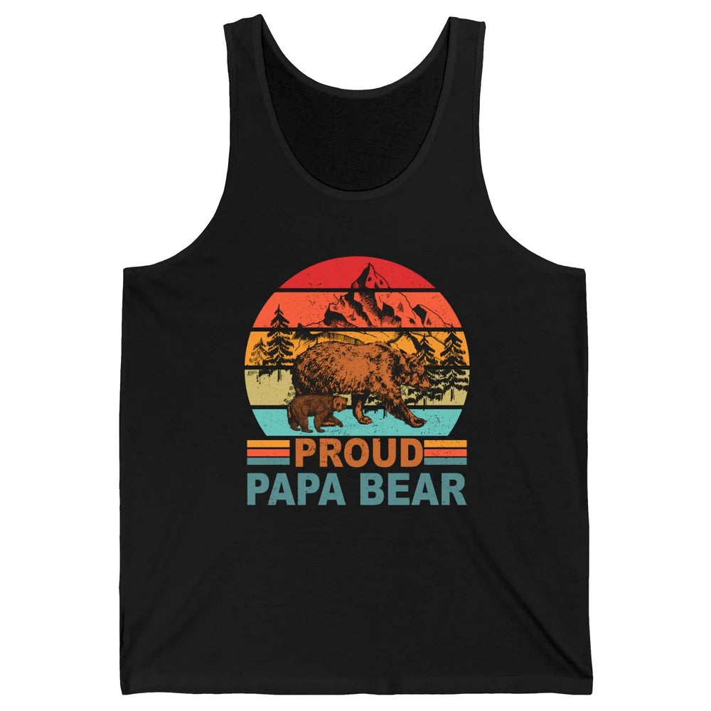 Vintage Mountain Proud Papa Bear Baby Bear Fathers Day Unisex Jersey Tank