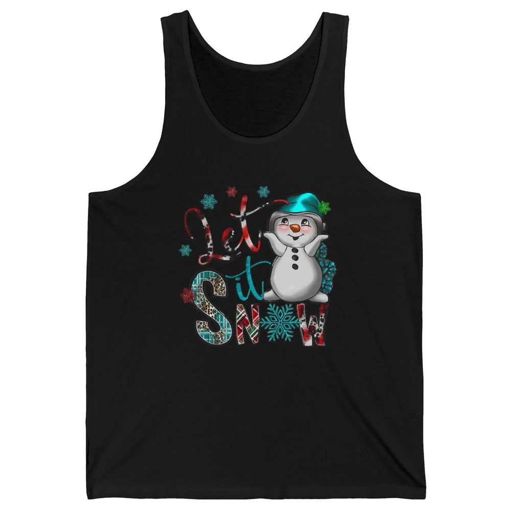 Leopard Snow Man Let It Snow Snowflakes Western Christmas Unisex Jersey Tank