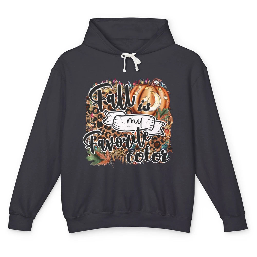 Retro Pumpkin Fall Is My Favorite Color Leopard Autumn Gift Unisex Lightweight Hoodie