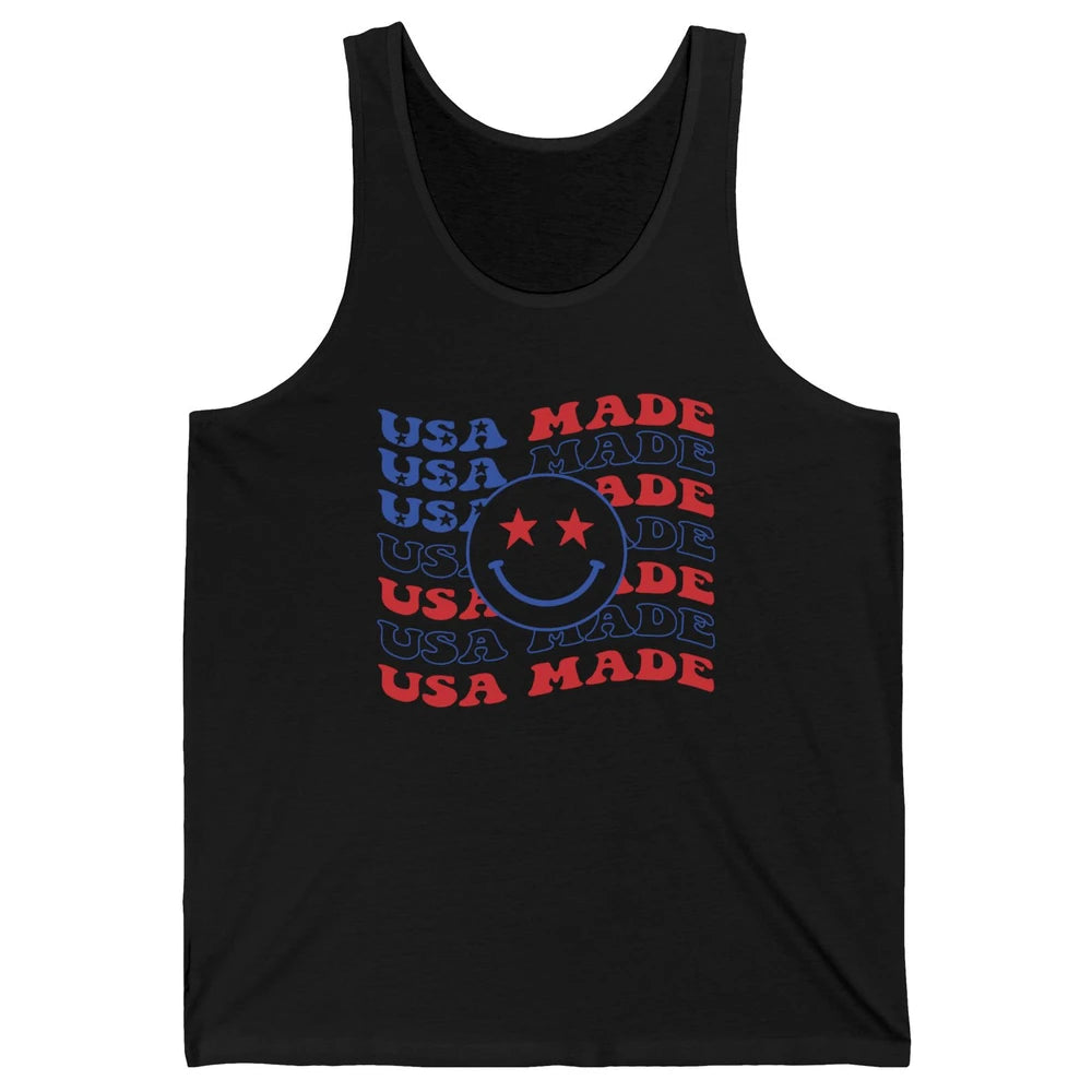 US Flag America Made Smiley Face July 4th American Patriots Unisex Jersey Tank