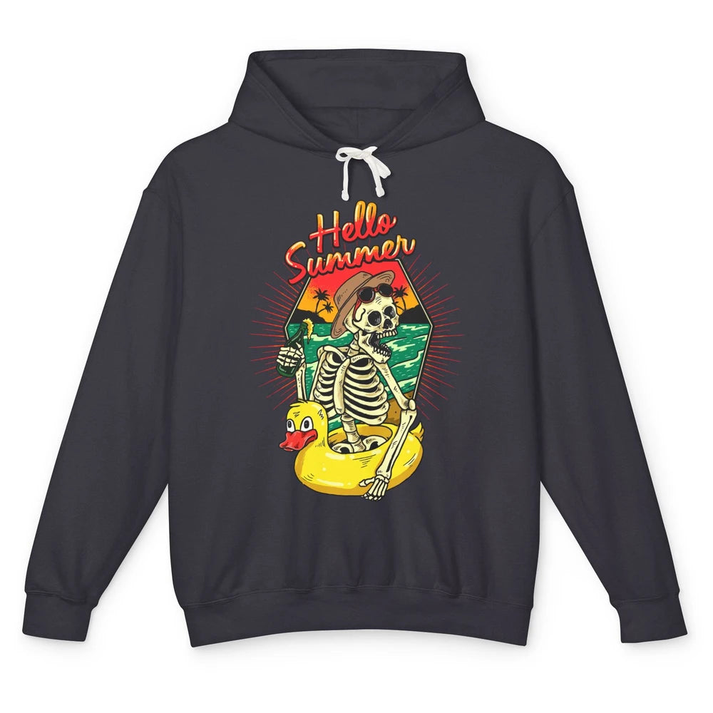 Summer Vibes Skeleton Funny Skeleton On Beach Sunset Unisex Lightweight Hoodie