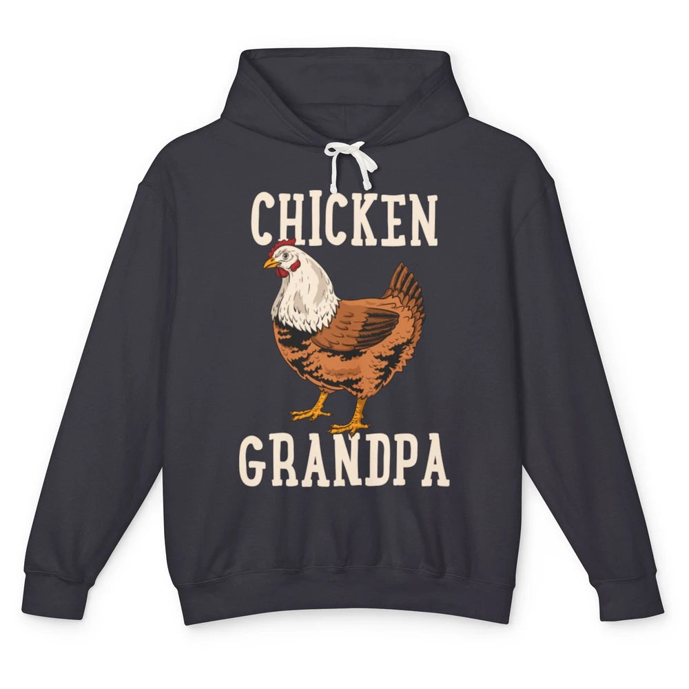 Retro Chicken Grandpa Funny Grandfather Vintage Farm Animal Unisex Lightweight Hoodie