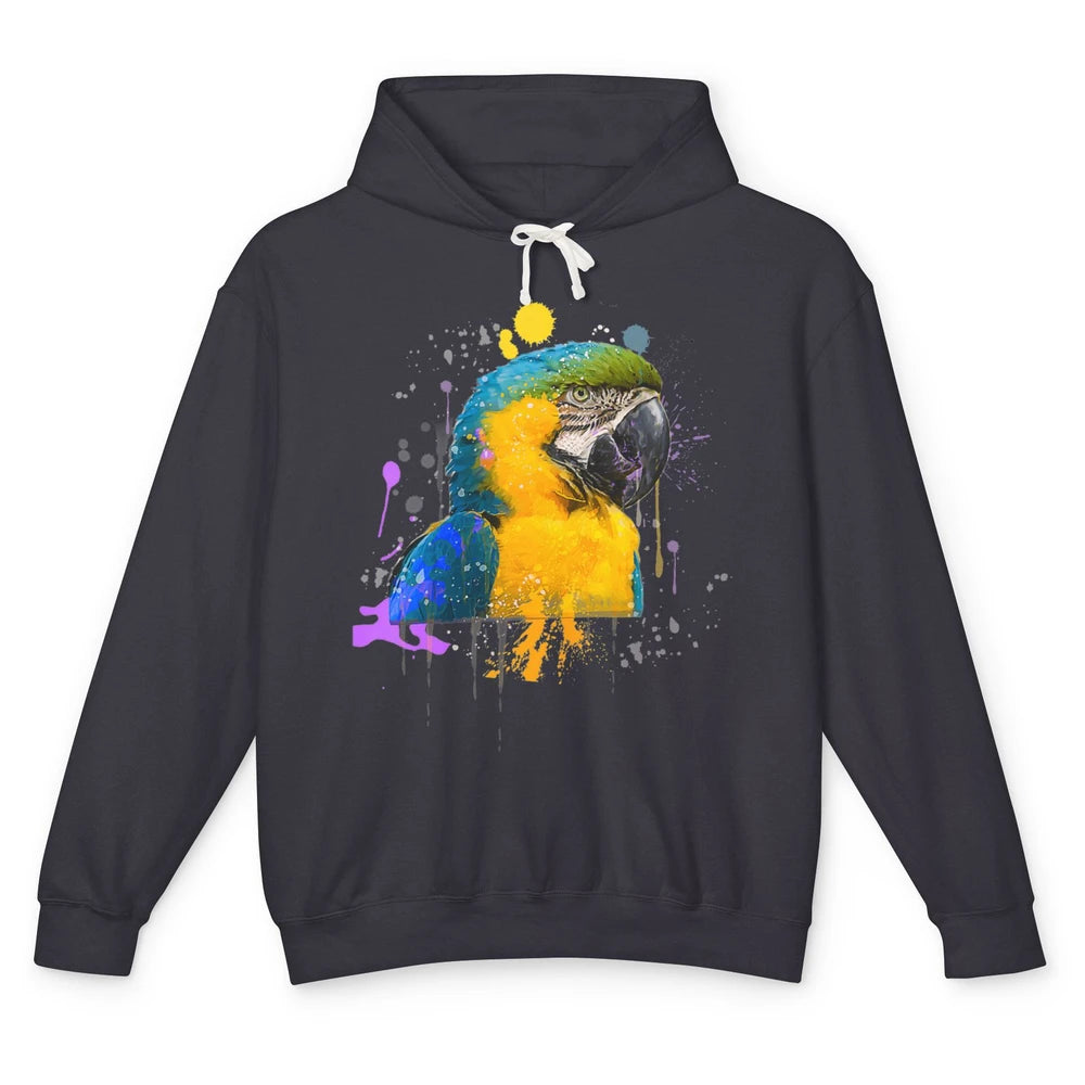 Funny Watercolor Blue And Gold Macaw Parrot Bird Face Flight Unisex Lightweight Hoodie