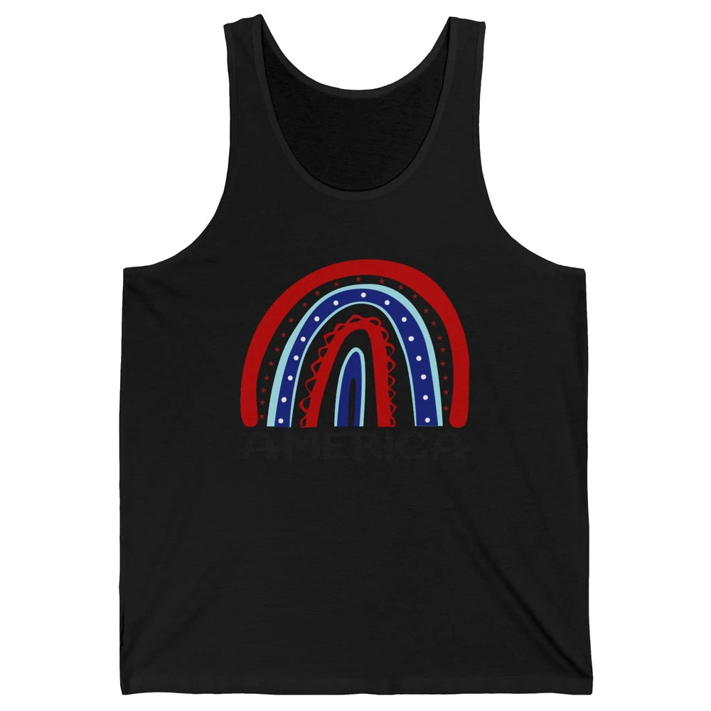 US Flag America Rainbow July 4th American Patriots Gift Unisex Jersey Tank