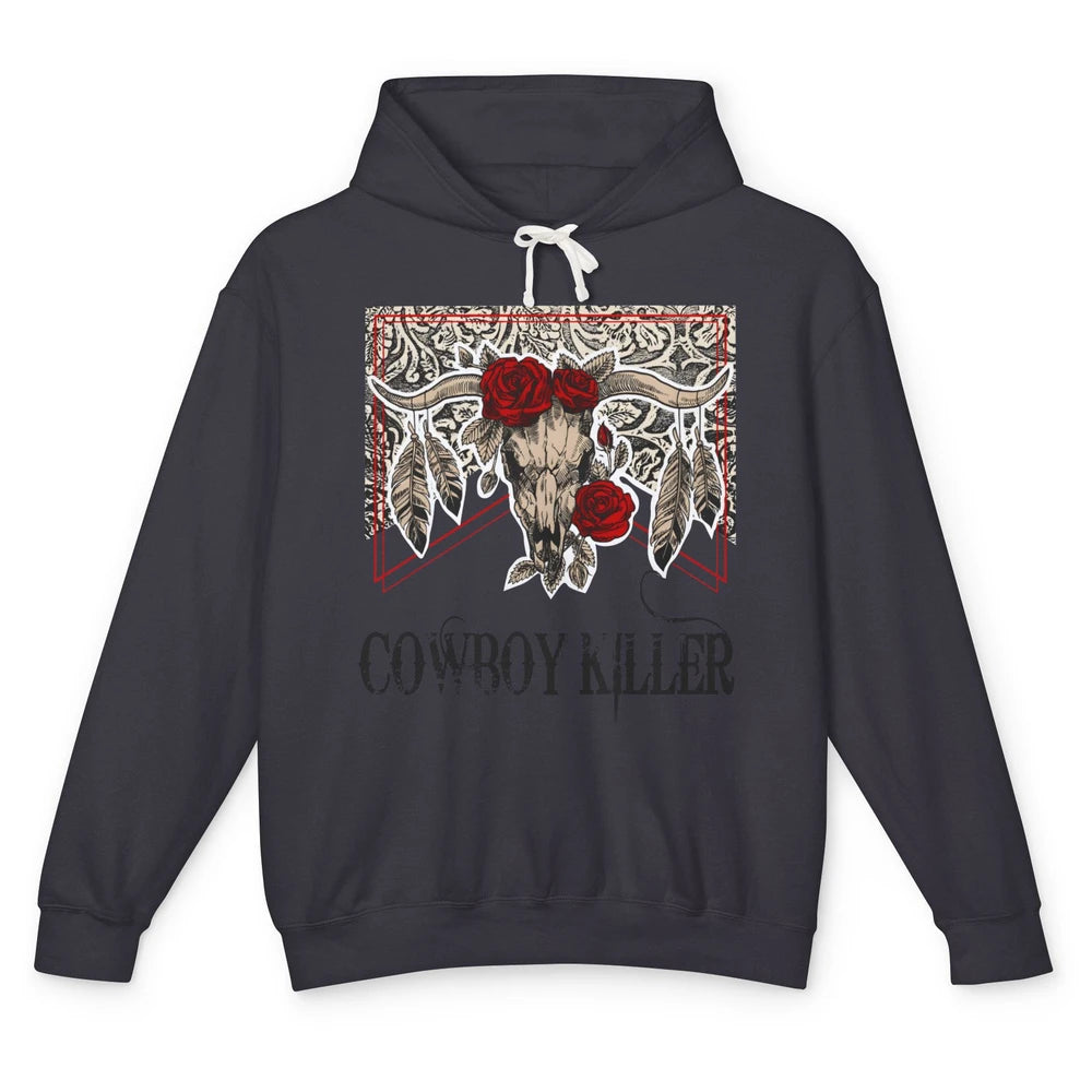 Texas Floral Skull Cowboy Killer Western Country Vintage Unisex Lightweight Hoodie