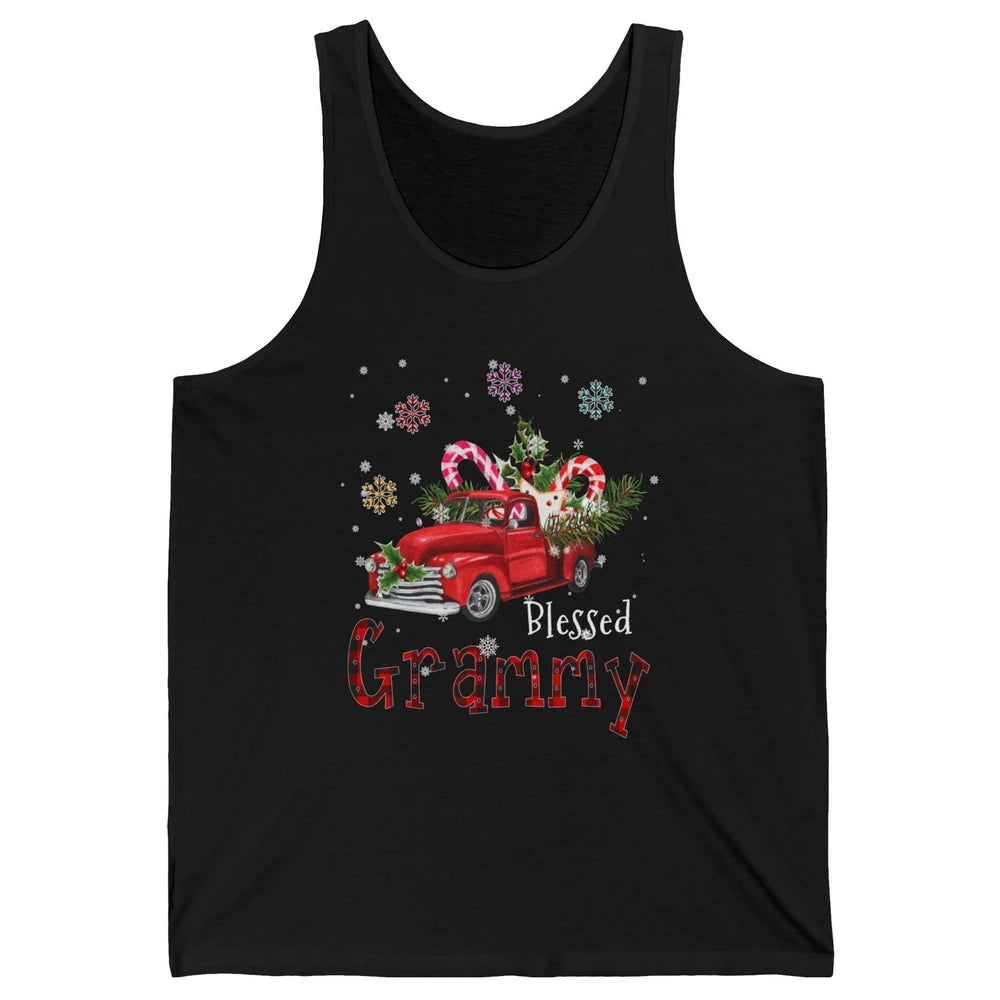 Merry Christmas Blessed Grammy Red Truck Xmas Grandma Retro Unisex Jersey Tank