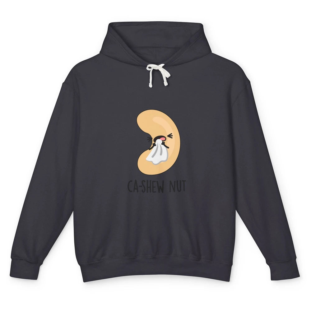 Funny Cashew Nut Sneezing Food Pun Sarcastic Humor Vegan Unisex Lightweight Hoodie