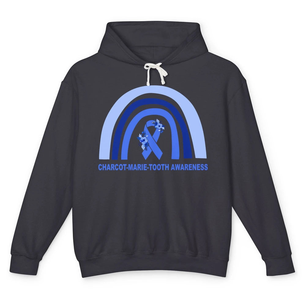 Charcot-marie-tooth Disease Awareness Floral Blue Rainbow Unisex Lightweight Hoodie