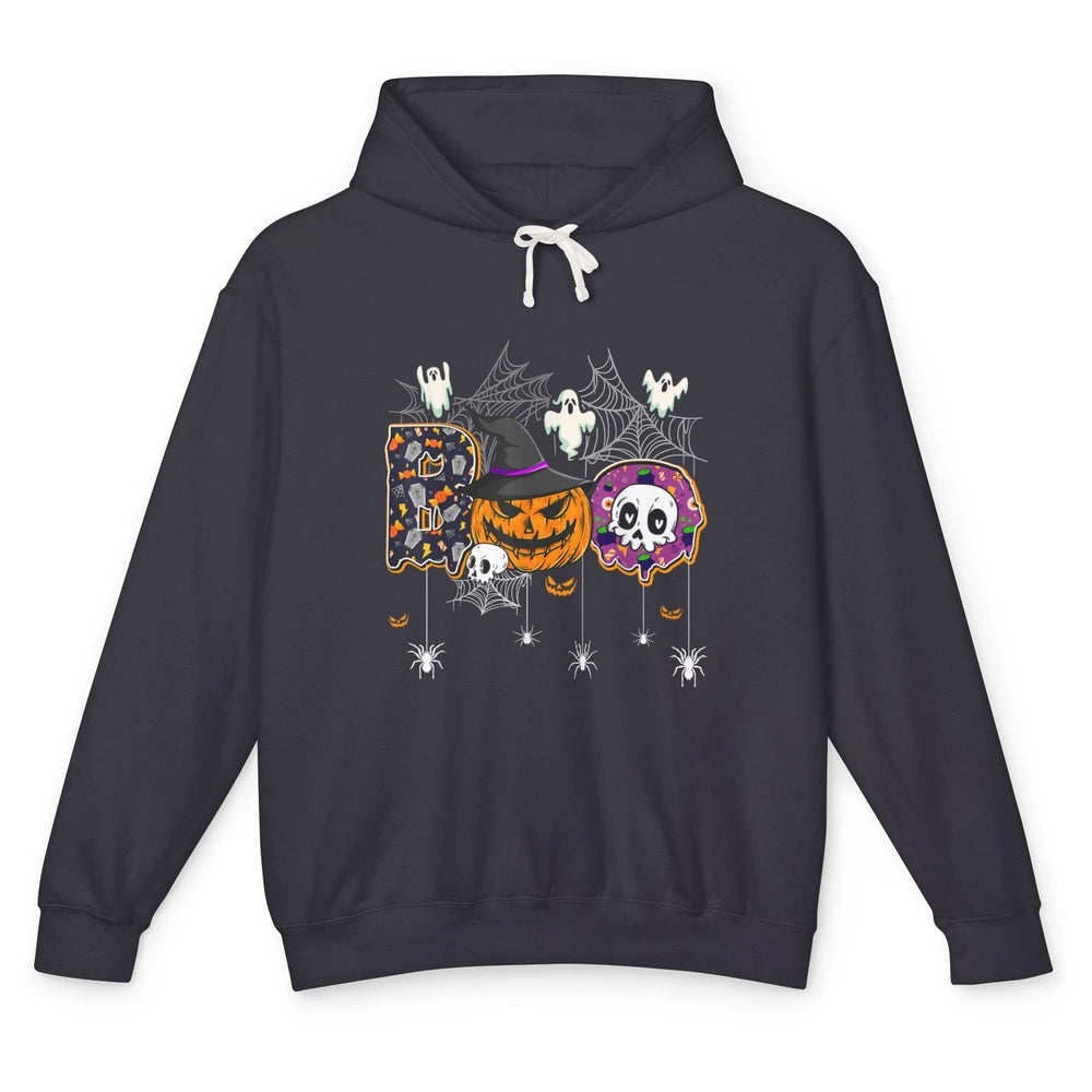 Funny Skeleton Hey Boo Witch Ghost Halloween Spooky Gothic Unisex Lightweight Hoodie