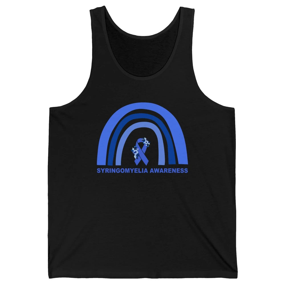 Syringomyelia Awareness Floral Blue Ribbon Rainbow Unisex Jersey Tank