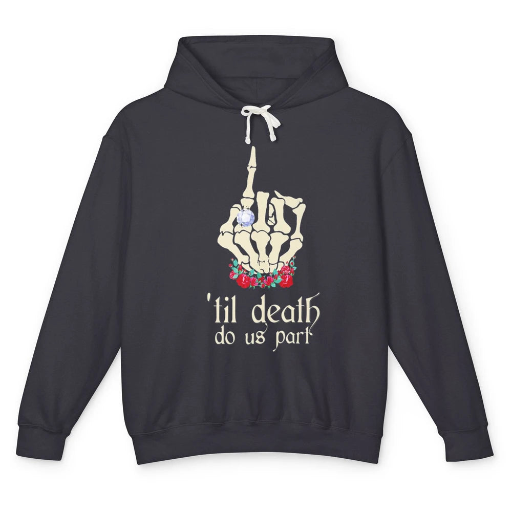 Skeleton Rose Goth Bride Wedding Engaged Ring Diamond Finger Unisex Lightweight Hoodie