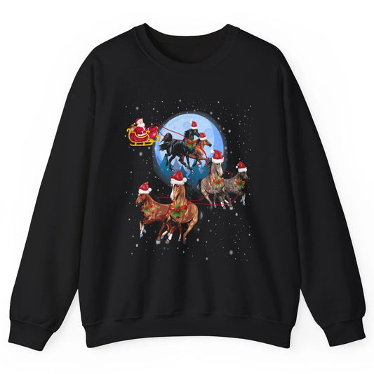 Merry Christmas Horse Drawn Sleigh Riding Santa Claus Xmas Unisex Crewneck Sweatshirt