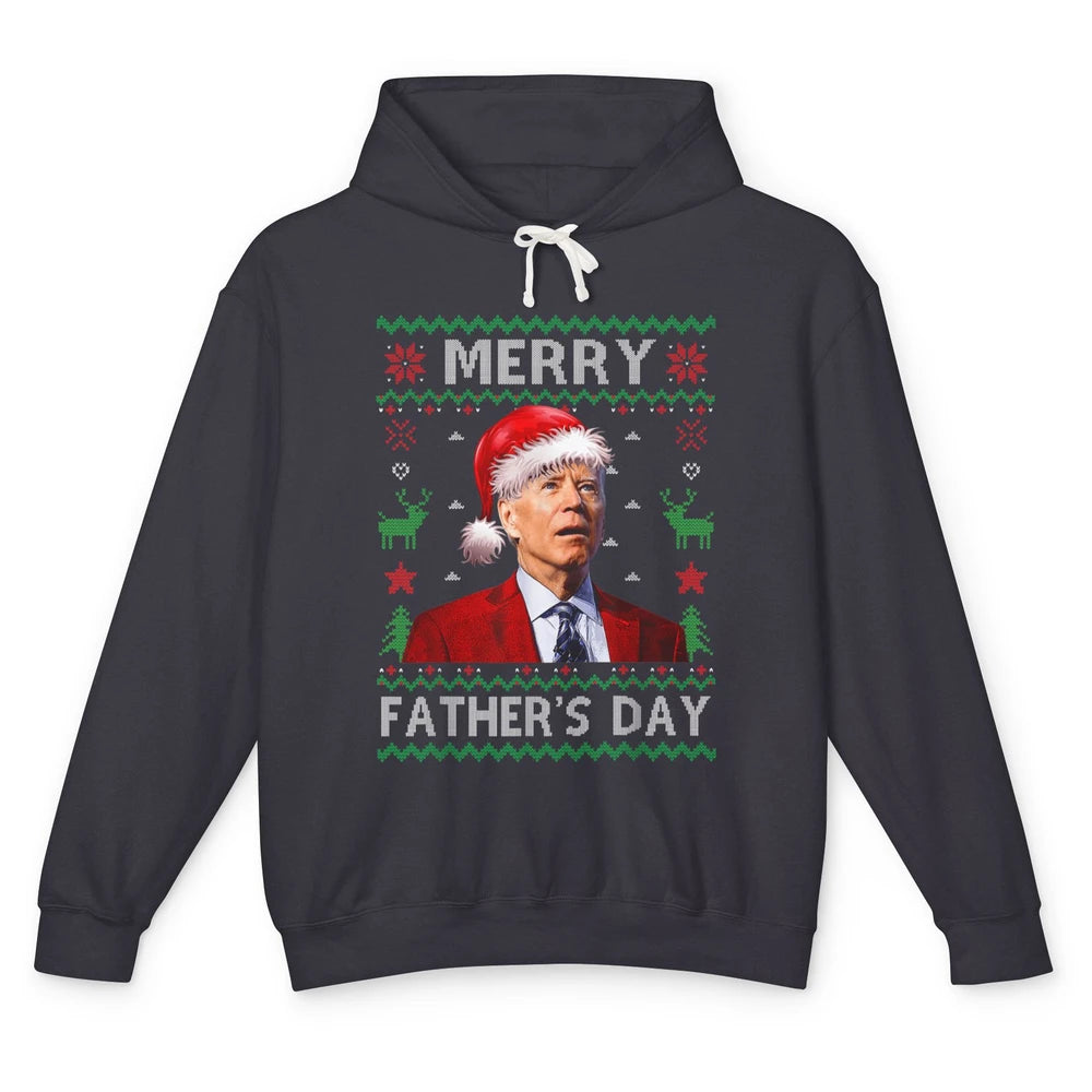 Funny Santa Hat Joe Biden Confused Ugly Christmas President Unisex Lightweight Hoodie