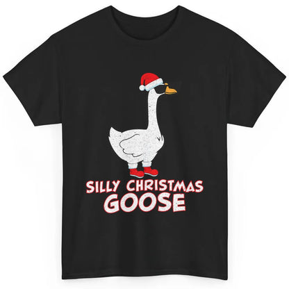 Merry Christmas Cute Silly Xmas Goose Sunglasses Santa Hat Classic Unisex T-Shirt