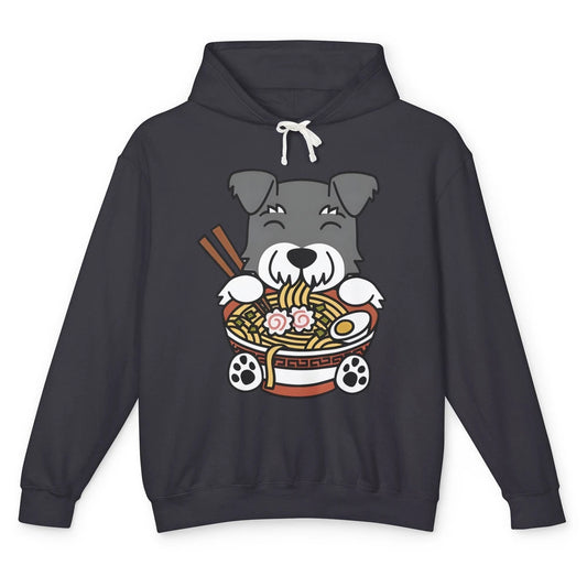 Funny Schnauzer Dog Ramen Noodle Bowl Japanese Kawaii Unisex Lightweight Hoodie