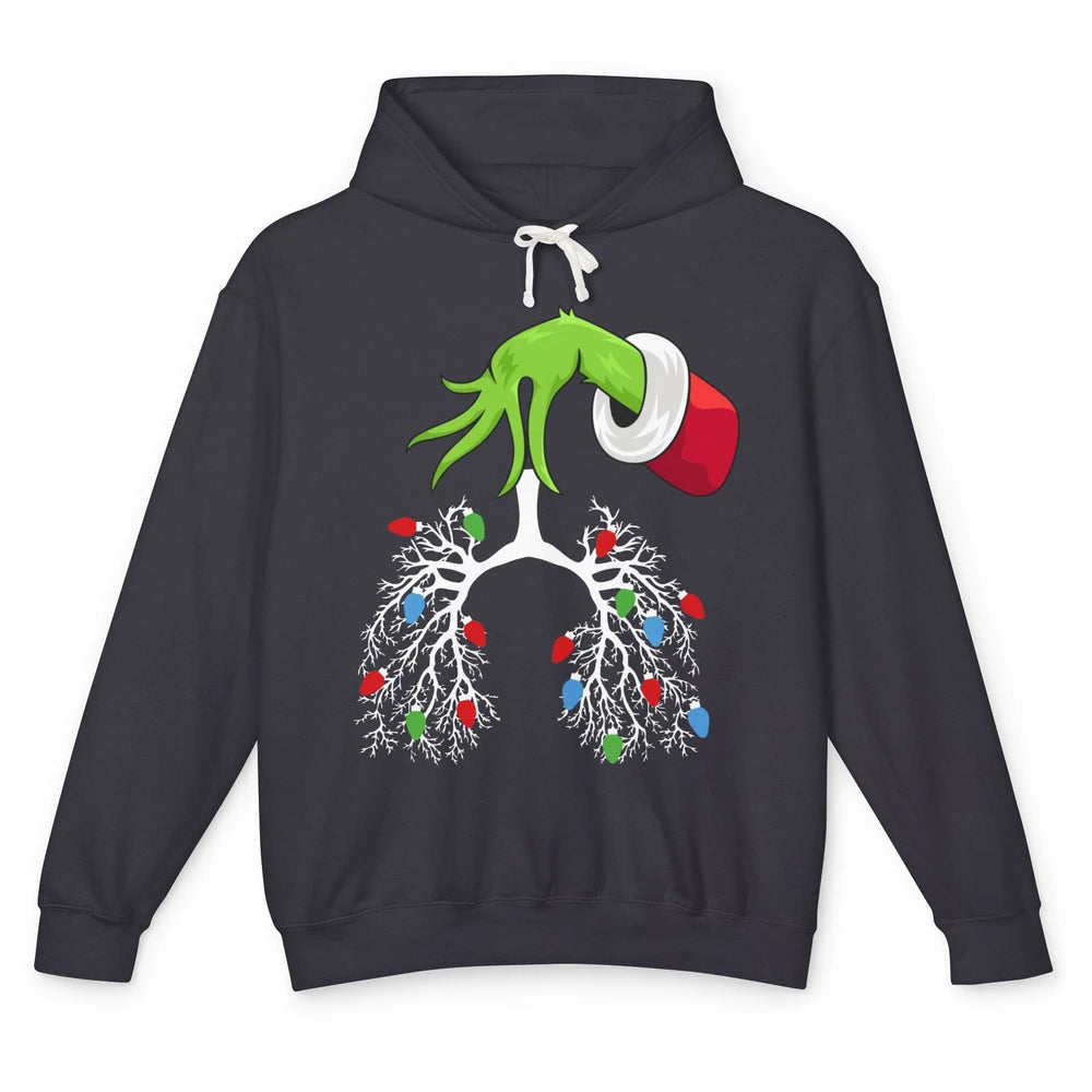 Lung Christmas Lights Respiratory Therapist RT Nurse Xmas Unisex Lightweight Hoodie