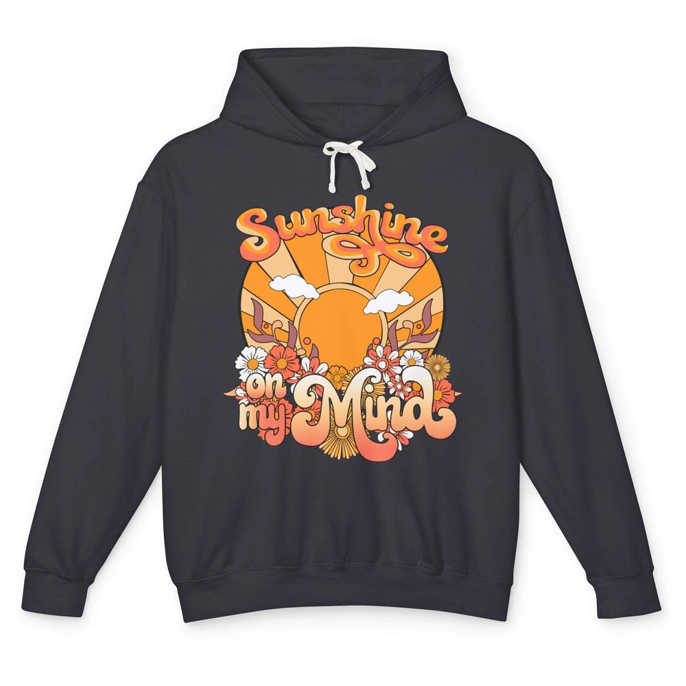 Retro Sunshine on my Mind Groovy Sunset Wildflowers Positive Unisex Lightweight Hoodie