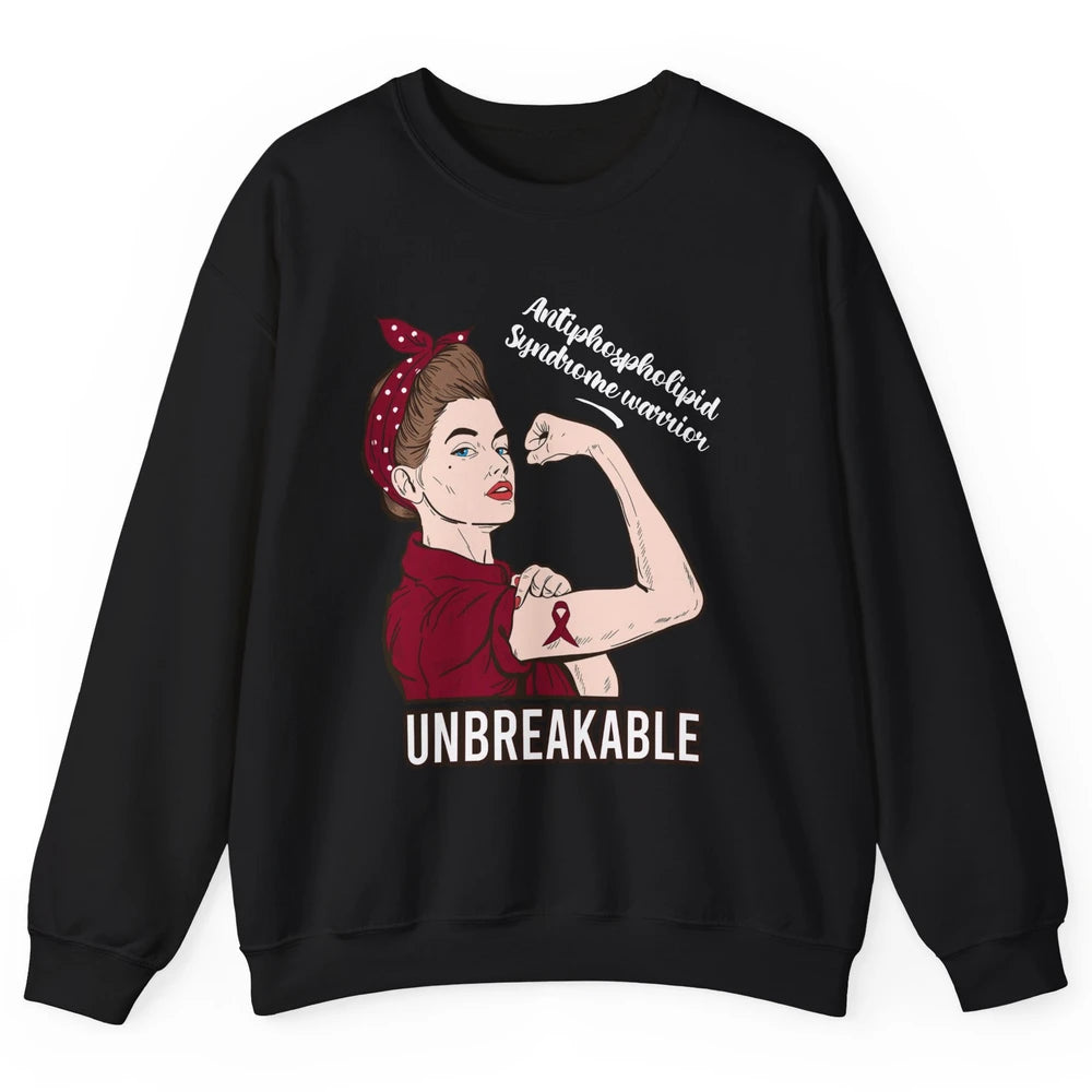 Antiphospholipid Syndrome Ribbon Strong Woman Unbreakable Unisex Crewneck Sweatshirt