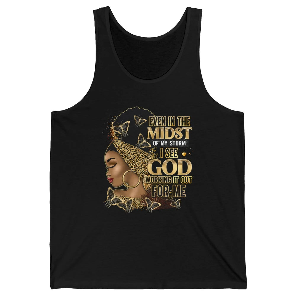 Black Girl In The Midst Of Storm Afro Woman Christian Belief Unisex Jersey Tank