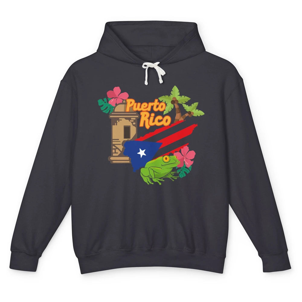 Leopard Flower Puerto Rico Flag Frog Summer Puerto Rican Unisex Lightweight Hoodie