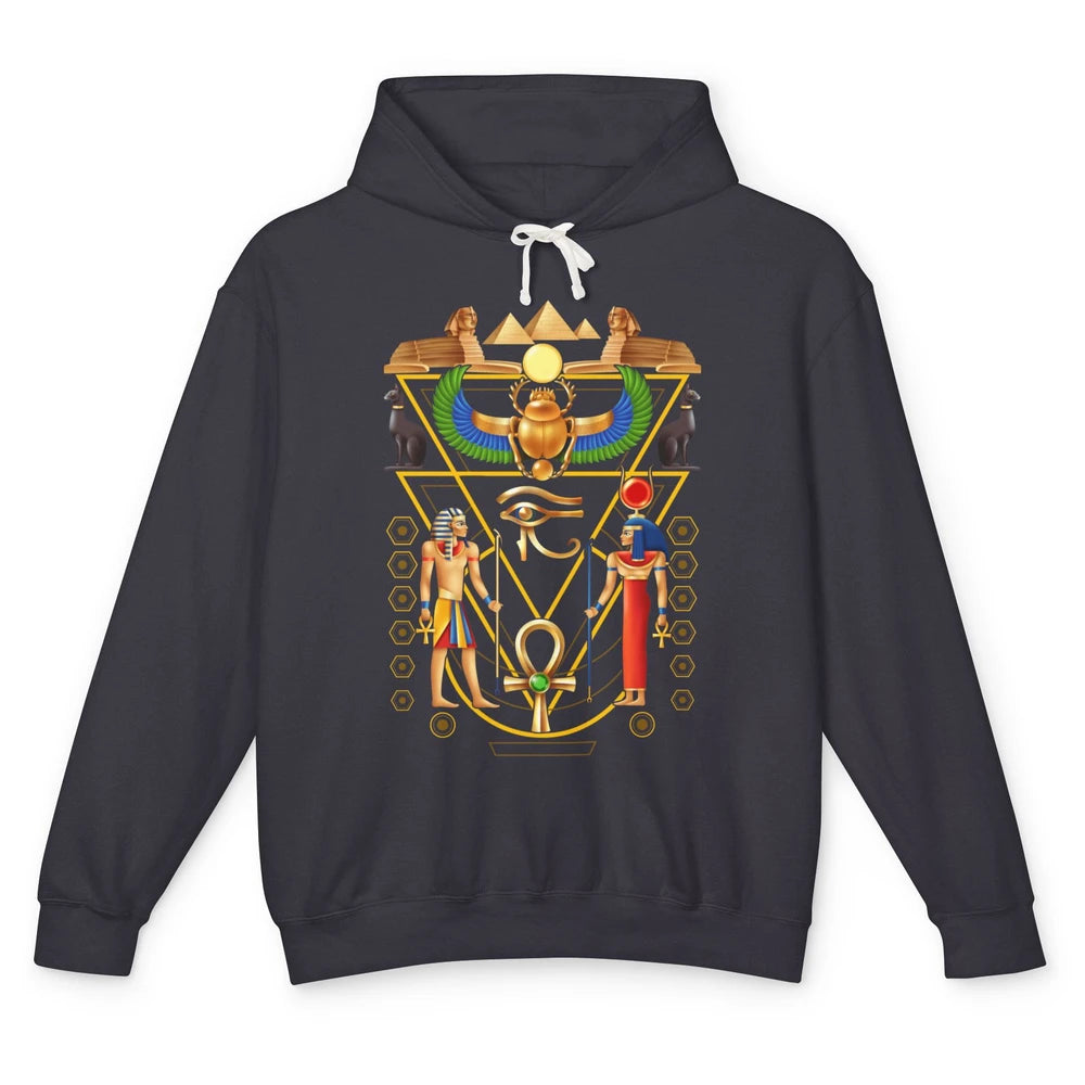 Cool Ancient Egyptian Culture Scarab Artifact Ankh Horus Eye Unisex Lightweight Hoodie