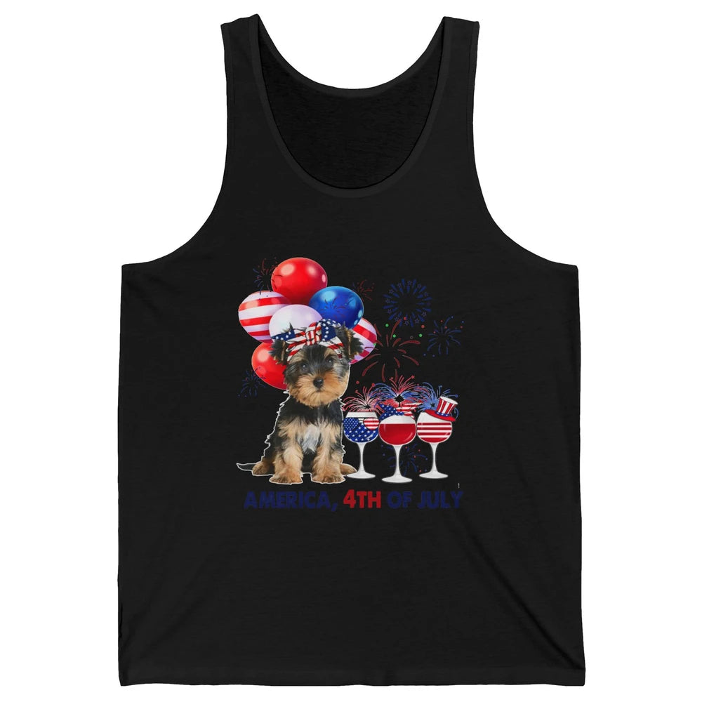 Yorkshire Terrier Wine 4th Of July Firework Celebrate Yorkie Unisex Jersey Tank