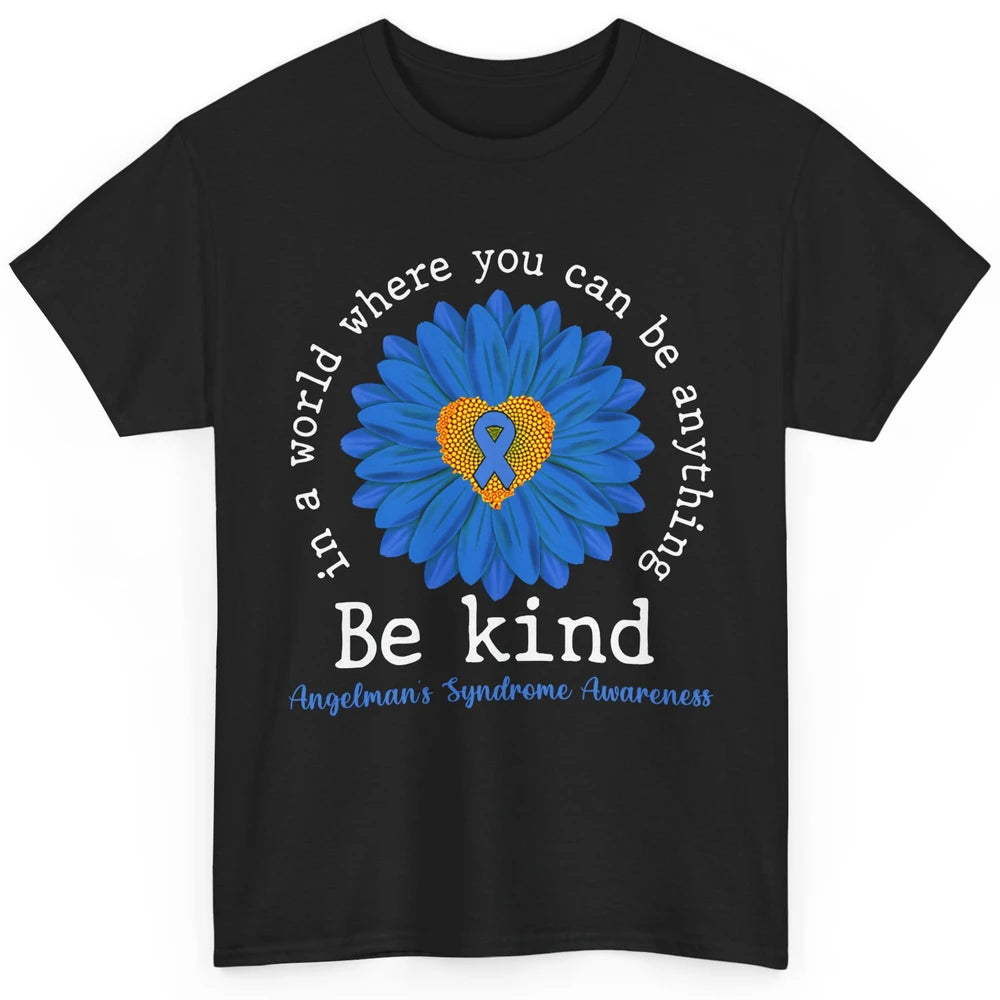 Angelman's Syndrome Awareness Blue Ribbon Sunflower Be Kind Classic Unisex T-Shirt