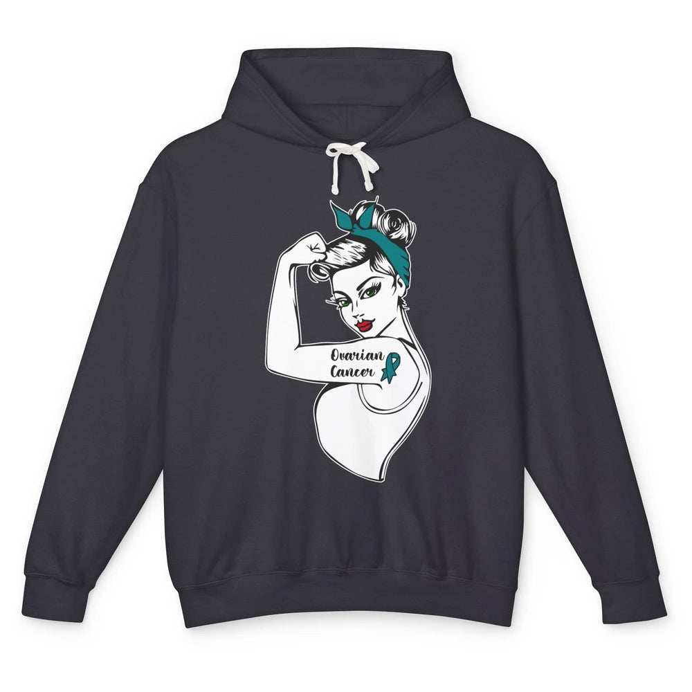 Ovarian Cancer Girl Power Women Bandana Cancer Warrior Unisex Lightweight Hoodie