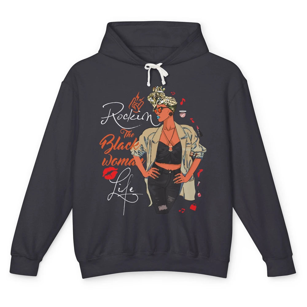 Rockin The Black Woman Life Black Pride Afro Melanin Mom Unisex Lightweight Hoodie