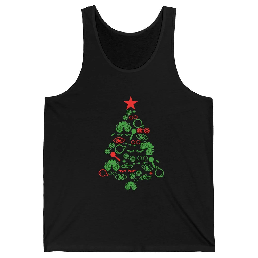 Funny Optometrist Symbols Christmas Tree Optician Optometry Unisex Jersey Tank