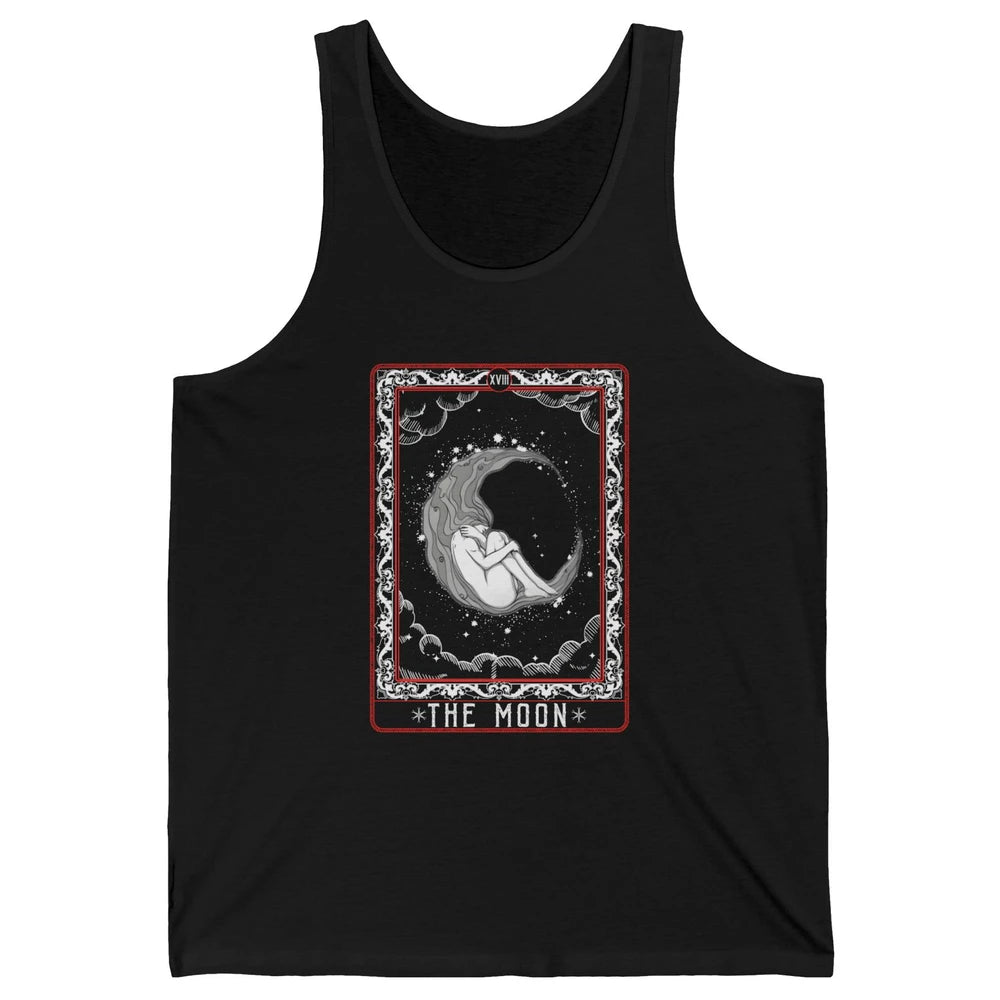 The Moon Tarot Card Fortune Teller Card Reader Goth Mystical Crescent Unisex Jersey Tank