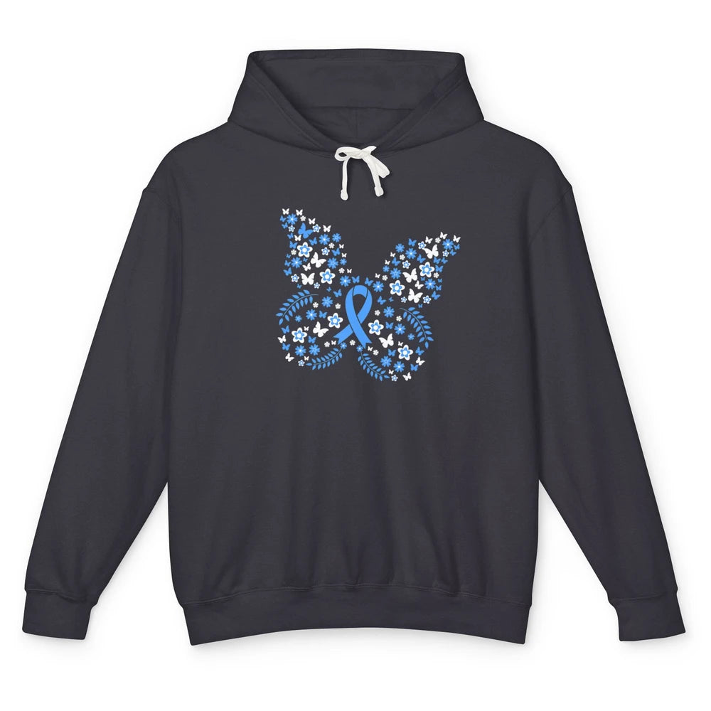 Cool Butterfly Warrior Blue Ribbon Prostate Cancer Awareness Unisex Lightweight Hoodie